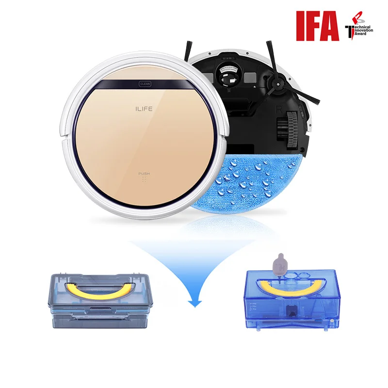 ILIFE V5sPro Robot Vacuum Cleaner vacuum Wet Mopping Pet hair and Hard Floor automatic Powerful Suction Ultra Thin