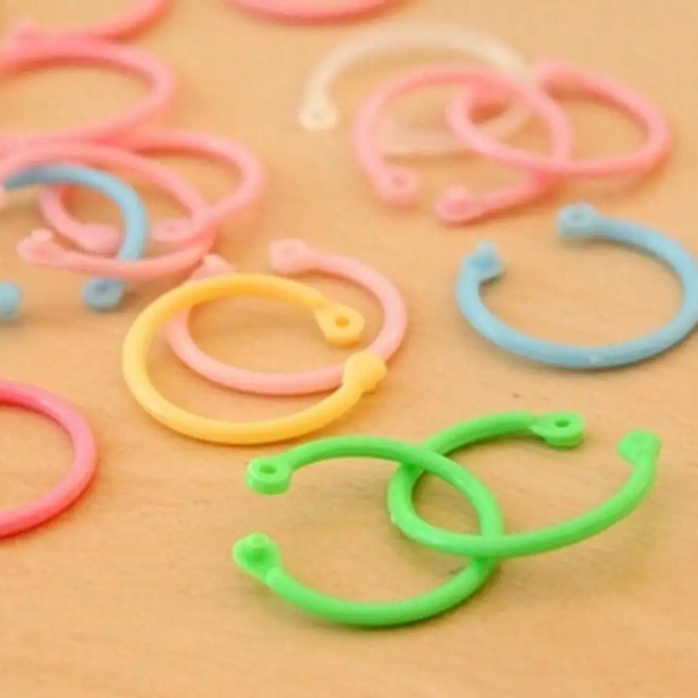 HOT SALES !!! 30Pcs Plastic Loose Leaf Binding Rings Candy Color Coil Binder Hoop Holder Tool