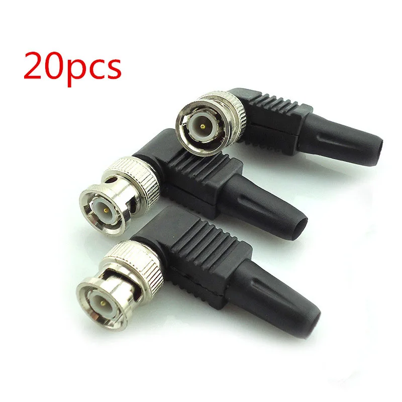 20Pcs wholesale Bnc Male Connector L 90degree Coaxial Cable Rg59 Cctv Accessories  For Cctv Video audio Security System H10