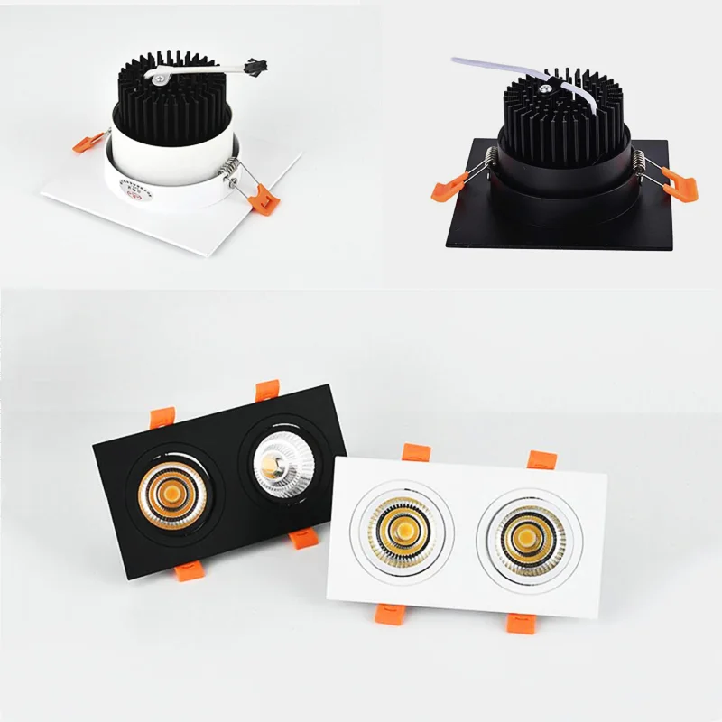 New Square Dimmable Recessed COB LED Downlights 7W 9W 12W LED Ceiling Spot Lights AC85-265V  Indoor Lighting