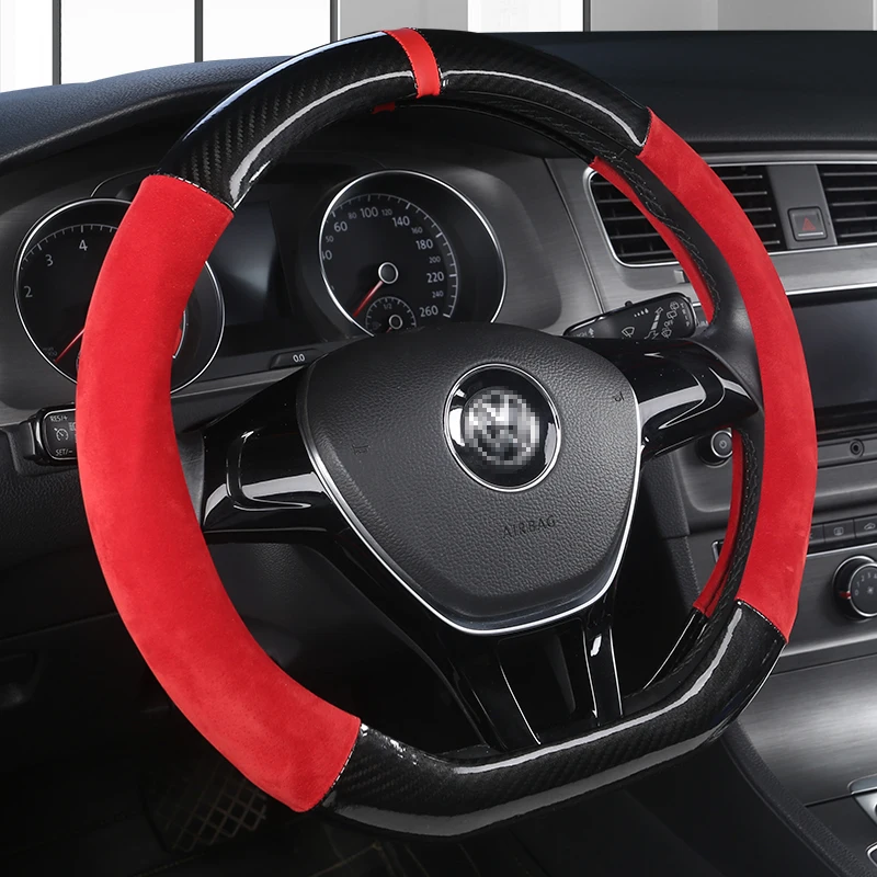 Car Steering Wheel Cover Carbon Fiber For VW GOLF 7 2015 POLO JATTA Passat Tiguan For Nissan Qashqai J11 X-trail T32 2015- 2021