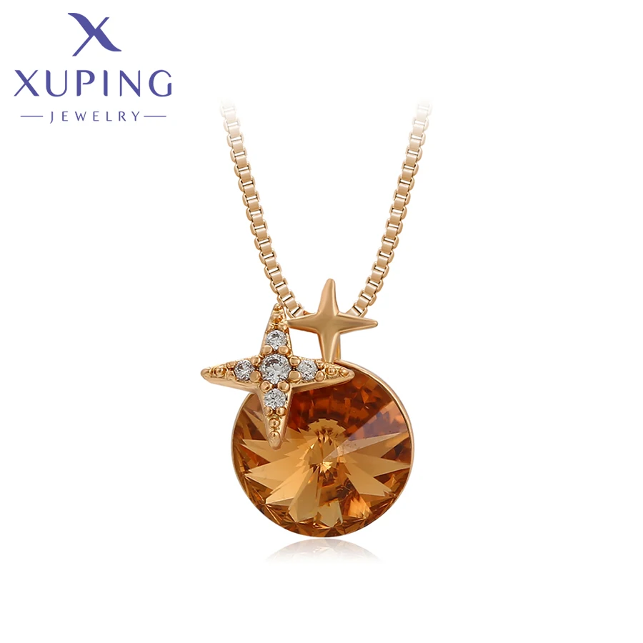 Xuping Jewelry Fashion New Charm Crystal Pendant Necklace of Gold Color 810663025