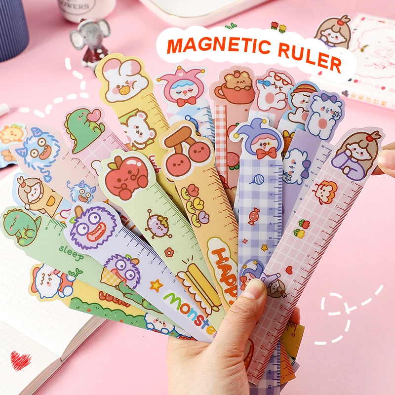 Cute Cartoon Animal Magnetic Soft Ruler School Students Measure Draw 15cm Ruler Flexibility Not Easy To Break Various Styles