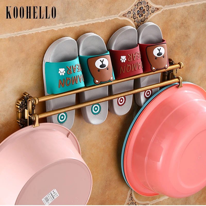 Bathroom Slipper Rack Antique Shoe Rack Storage Shelf Organizers Washbasin stand Shelves Bathroom Multifunction Wall Mounted