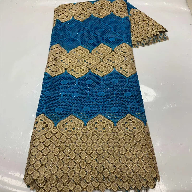 

2020 Latest African Lace Fabric Blue High Quality French Cord Embroidery Tulle Lace Fabric For Nigerian Wedding Party Dress