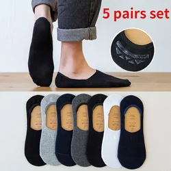 1/5 Pairs Men Cotton Socks Summer Breathable Invisible Boat Socks Nonslip Loafer Ankle Low Cut Short Sock Male Sox for Shoes