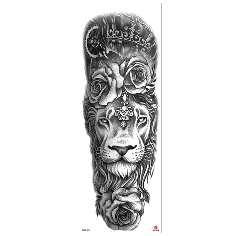 temporary tattoos for men robot full arm sleeve tattoo mechanical lion tiger waterproof tatto fake tatoo stickers body tatoo art