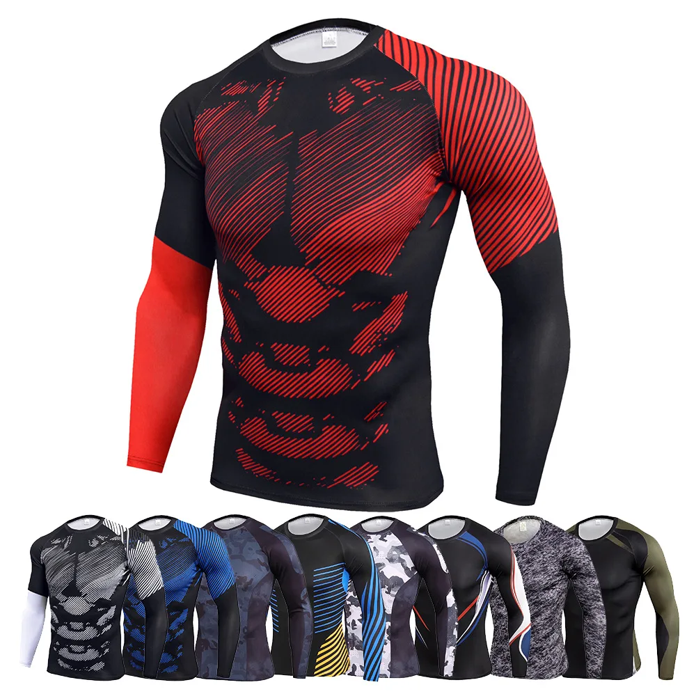 Quick Dry Men's Compression T-Shirt Running Shirt Crossfit Sport Workout Tight Long Sleeve Jogging Training Gym Fitness T Shirts