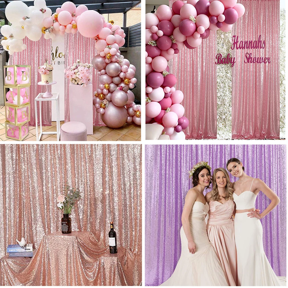 Colored Sequin Backdrop Curtain Rose Gold Glitter Backdrop Curtain for Wedding Birthday Christmas Baby Shower Party Decoration