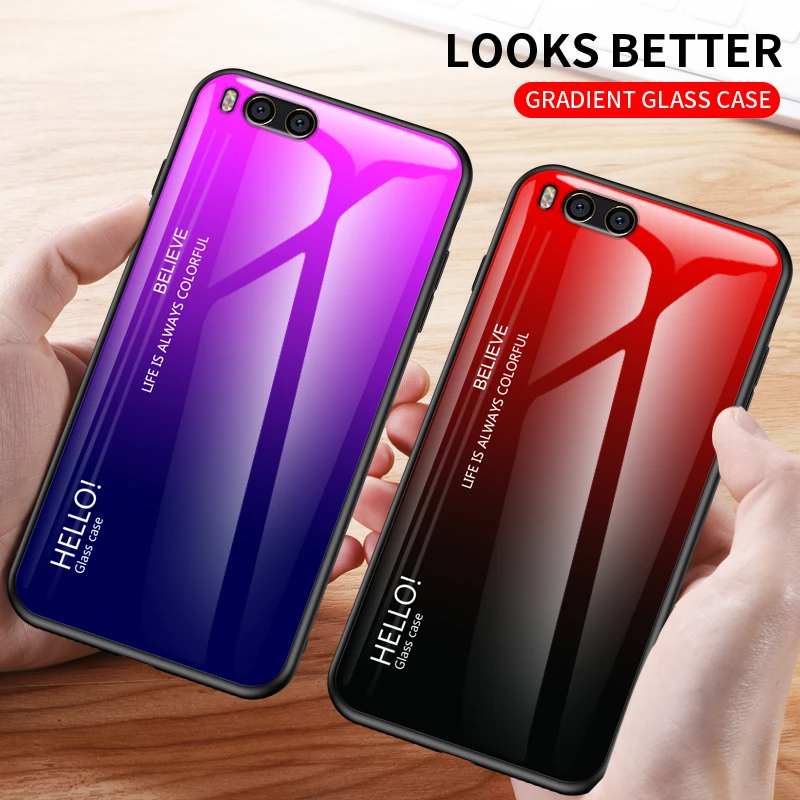 For Xiaomi Mi 6 Case Fashion Hard Tempered Glass Luxury Gradient Protective Back Cover case For xiaomi mi 6 mi6 M6 full cover