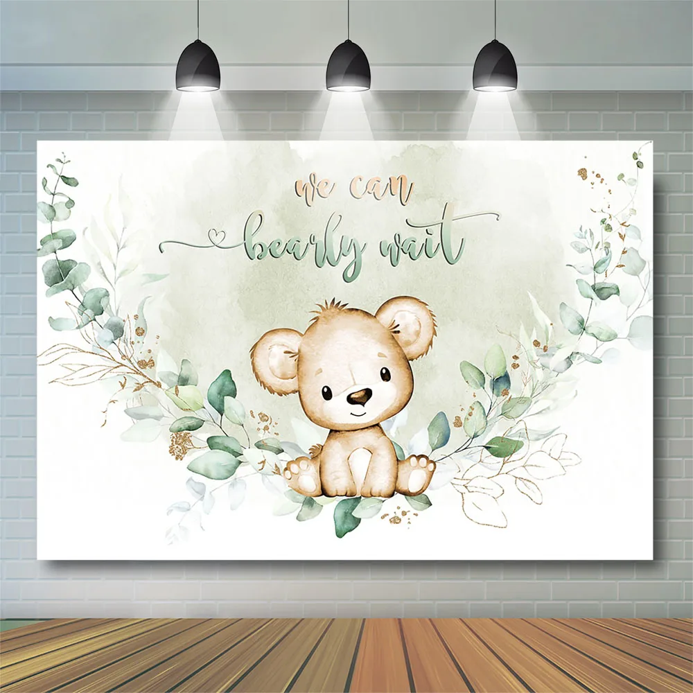 

Baby Shower Party Backdrop Toy Bear Child Photography Customized Background Kids Leaves Animal Jungle Balloon Vinyl Photostudio