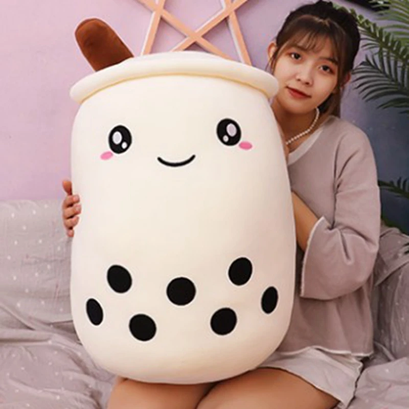 Cartoon-Blasentee-Tasse-förmiges Kissen, echtes gefülltes weiches Rückenkissen, lustige Milchtee-Essen, Geschenke für Kinder, Freundin, Geburtstag