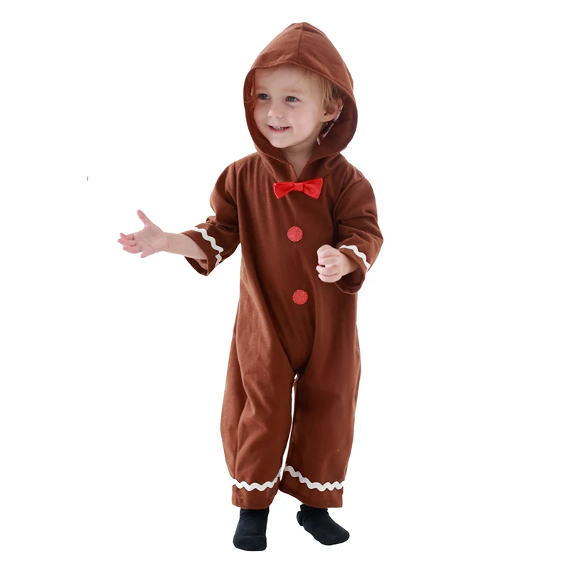 Baby Christmas Gingerbread Man Costumes Children's Performance Dance Costume Santa Jumpsuit Cute Gingerbread Man Clothing