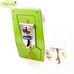 Arcade coin acceptor with arcade door to accept game tokens Multi-currency coin acceptor can for claw machines, swing machines