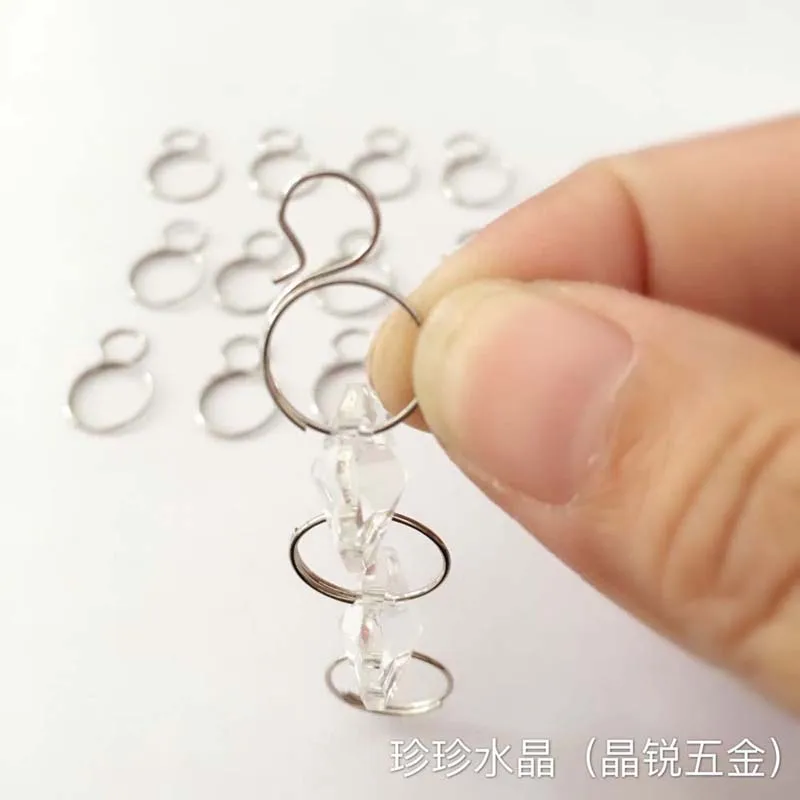 500pcs 7mm 11mm stainless steel pendants Metal Hooks, crystal beads Hooks for chandeliers curtain metal connectors beads fitting
