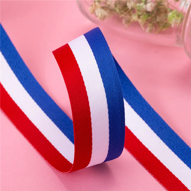 Width 10-40mm 5M Symbol Of France Striped Clothing Decorative Striped Belt Red White And Blue Backpack Ribbon Sewing Accessorie