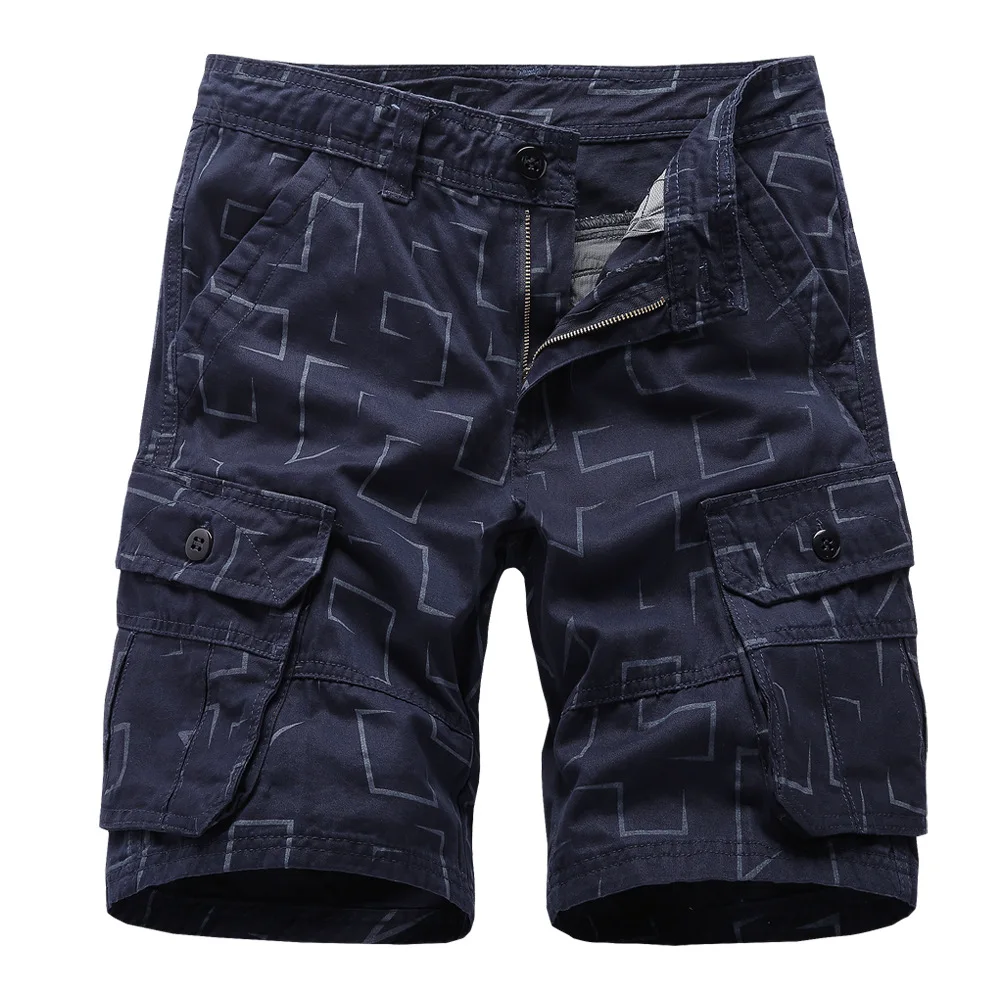 

Fad Brand Cargo Shorts Men Geometric Print Casual Cotton Tactical Short Pants Fashion Shorts for Man