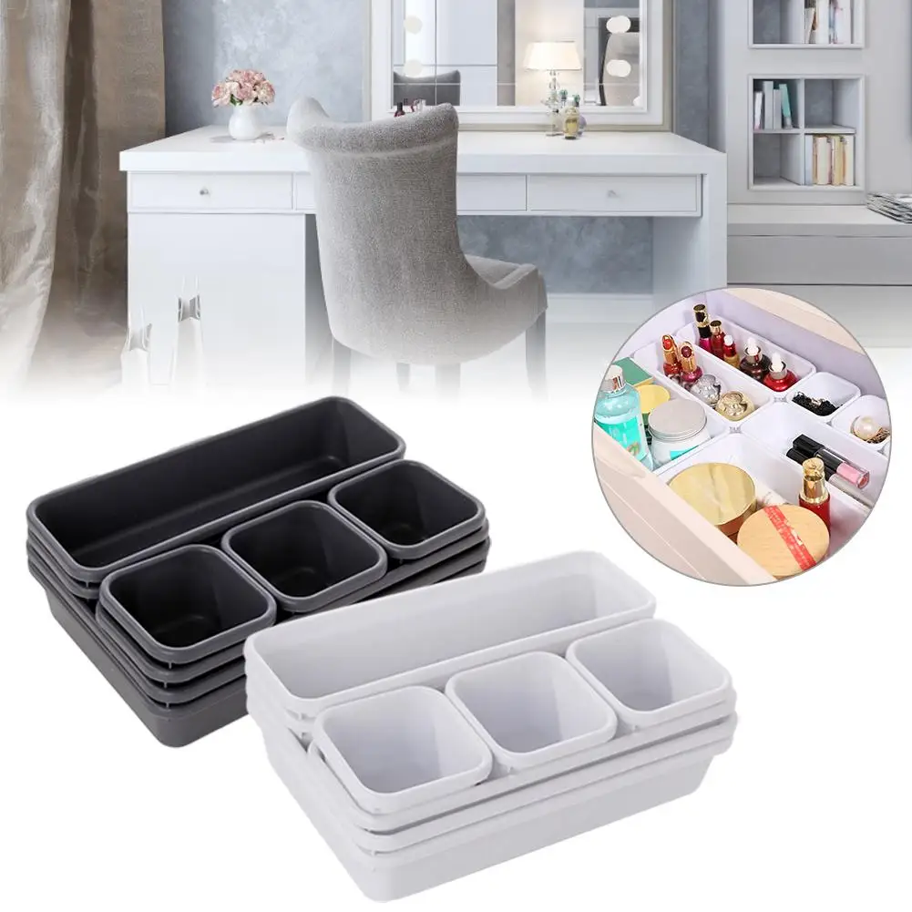 Make Up Organizer Trays Home Office Storage Kitchen Bathroom Closet Desk Box Drawer Cutlery Cosmetics Stationery Packaging Box