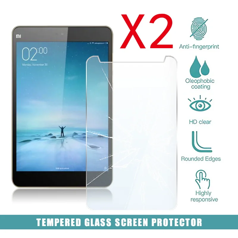 2Pcs Tablet Tempered Glass Screen Protector Cover for Xiaomi Mi Pad 2 Tablet PC HD Eye Protection Anti-Fingerprint Tempered Film