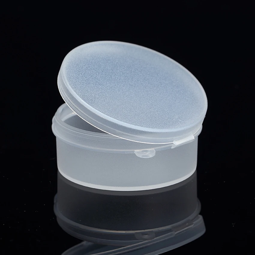 Scatola di plastica rotonda scatola di contenitori di stoccaggio trasparente di piccole dimensioni con coperchio per organizzare perline e piccole parti 5,2x2,3 cm
