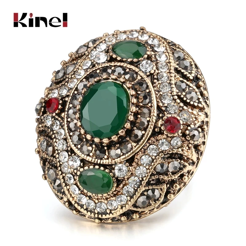 Kinel 2020 New Arrival Antique Rings For Women Gold Color Vintage Wedding Bands Ring Sets Engagement Jewelry Crystal Gift