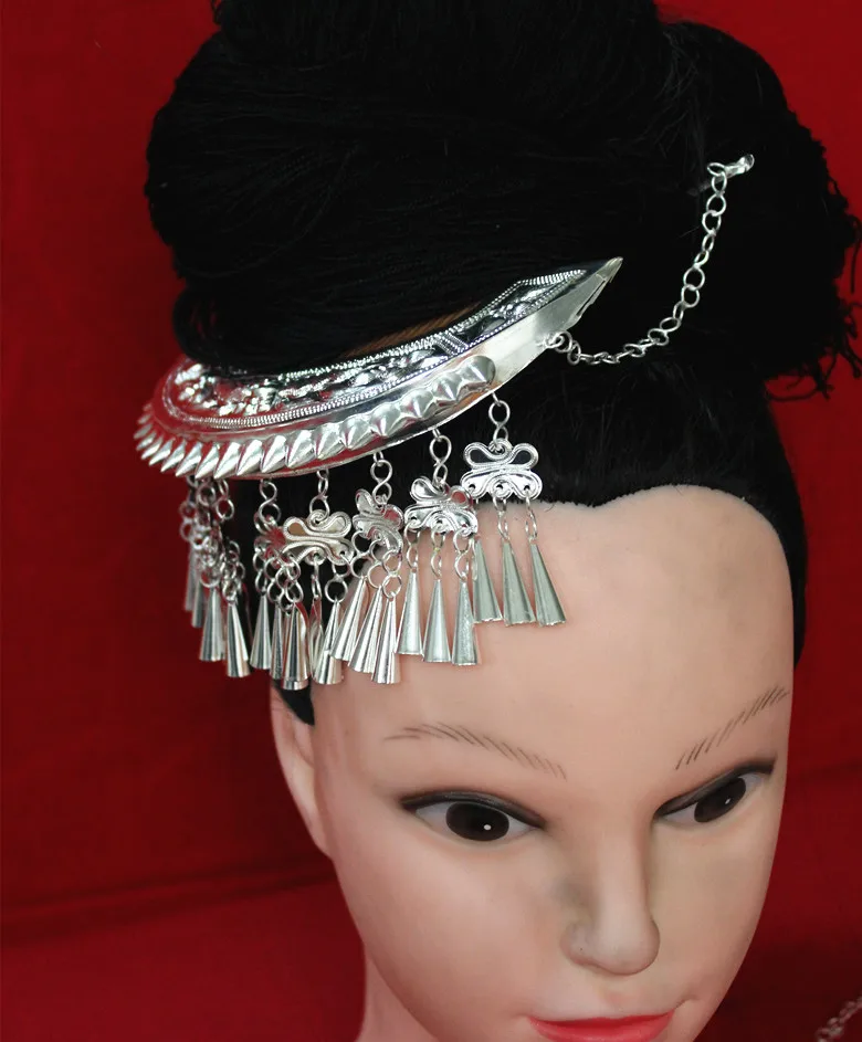 Hmong Hairpin Silver Miao Headdress National Dance Head wear Classical Retro Chinese Hair Stick