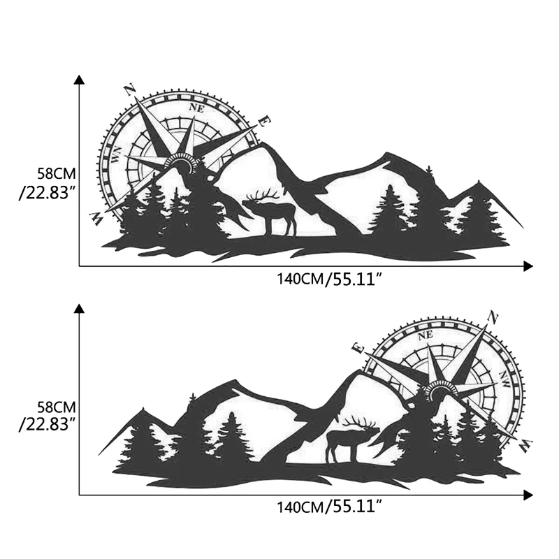 RV Motorhome Universal Body Sticker DIY Compass Navigation Animal Decal Sticker Decoration for Car Caravan Trailer