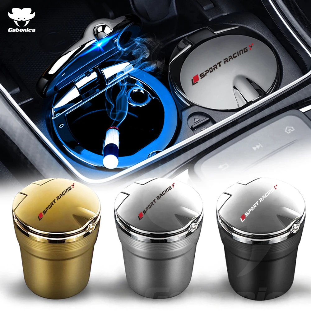 Car Ashtray Accessories With LED Light Cigarette Trash For Audi Sline RS Quattro A1 A3 A4 A5 A6 A7 A8 B6 B7 B8 B9 C6 Q3 Q5 Q7 R8