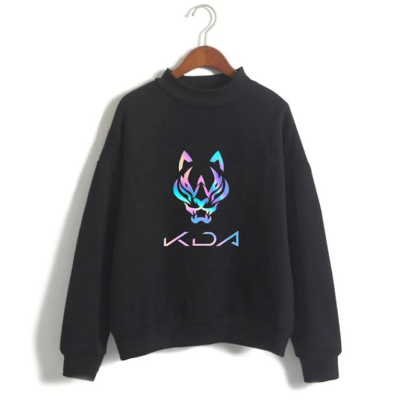 

Kda The Baddest Hoodies Men Long Sleeve Fleece Turtleneck Sweatshirt Moletom Masculino Harajuku Pullover Tops Kawaii Sweat Homme