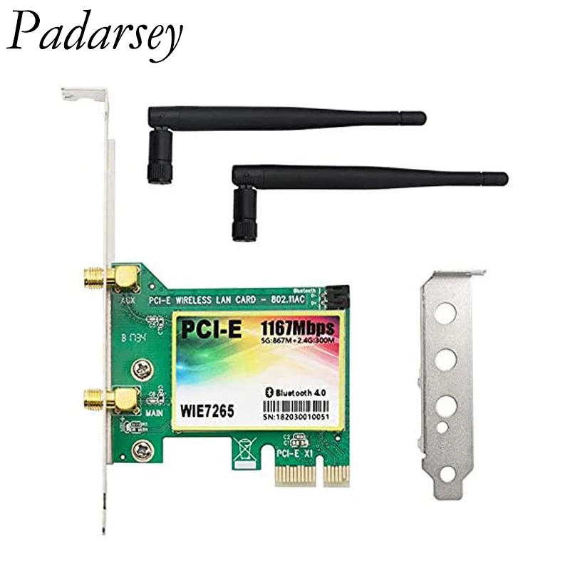 padarsey-7265-pci-e-ワイヤレス-ネットワーク-カード-デュアル-バンド-24ghz-5ghz-bluetooth-40-wlan-wifi-アダプター-windows-xp-win7-win8-win81win10