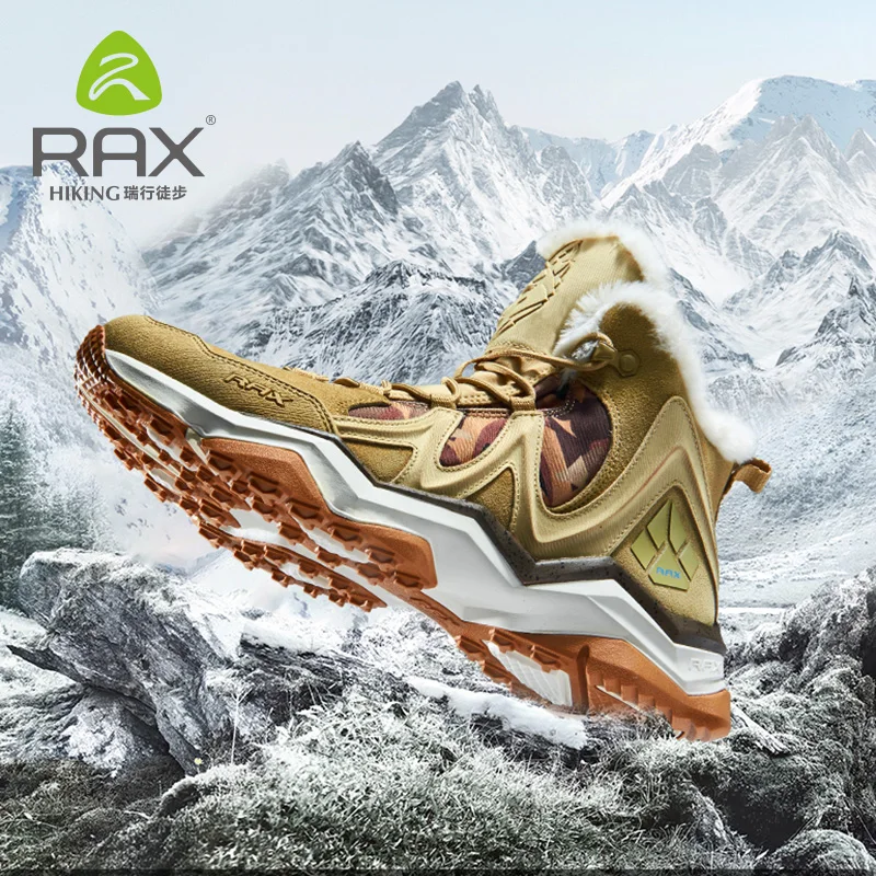 RAX-Botas de nieve para hombre y mujer, zapatos de lana para senderismo, zapatillas deportivas para exteriores, zapatos de montaña, botas para