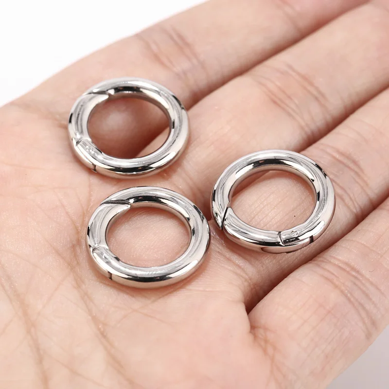 3pcs Stainless Steel Gold Tone 20mm Spring Loaded Gate Locking Hook Chain Carabiner Snap Clasp Connectors For DIY Jewelry Making