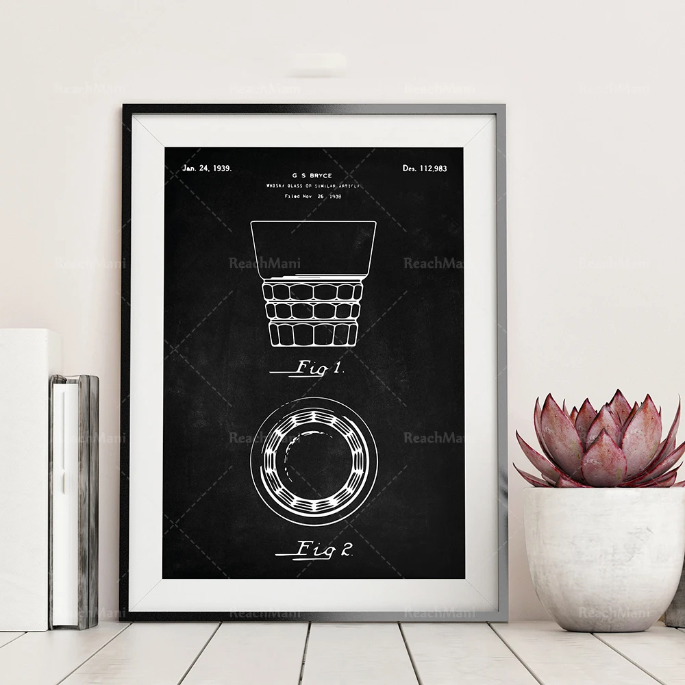 Beverage Glass, Beer Glass, Whiskey Art, Wine Glass, Champagne Glass Patent,Wall Art, Refreshment Patent Art, Restaurant Decor