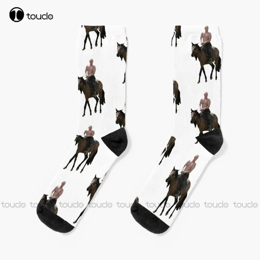 Vladimir Putin Upper Body Free On Horseback Socks Sport Socks For Men Personalized Custom Unisex Adult Teen Youth Socks