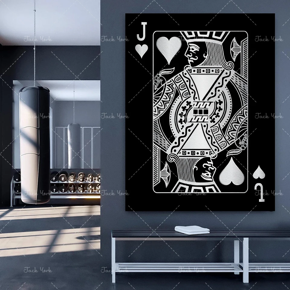 Abstract gold and silver playing cards king queen and jack hd print club bar restaurant decoration puke poster