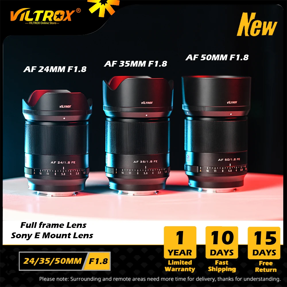 

VILTROX 24mm 35mm 50mm F1.8 for E Sony Lens Auto Focus Lens Full Frame AF Lens Sony E Mount a6000 a6400 A7III ZV-E10 Camera Lens