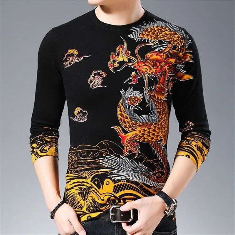 

2020 new men's fashion long-sleeved T - shirt 3D printed personality trend men's clothing young and middle-aged social clothing