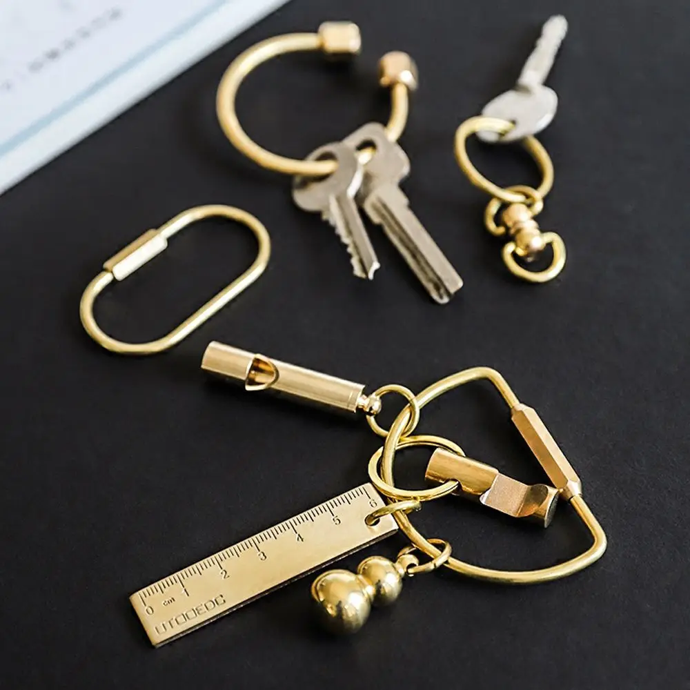 Unique Whistle Ruler DIY Craft Tools Key Ring Pendant Brass Keychain Jewelry Accessories