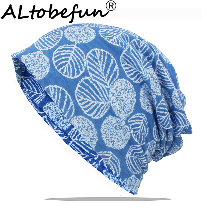 ALTOBEFUN Men Women Multifunction Winter Autumn Hat Teenager Adult Thin Scarf Girl Leaf Skullies Beanies Vintage Cap AHT172