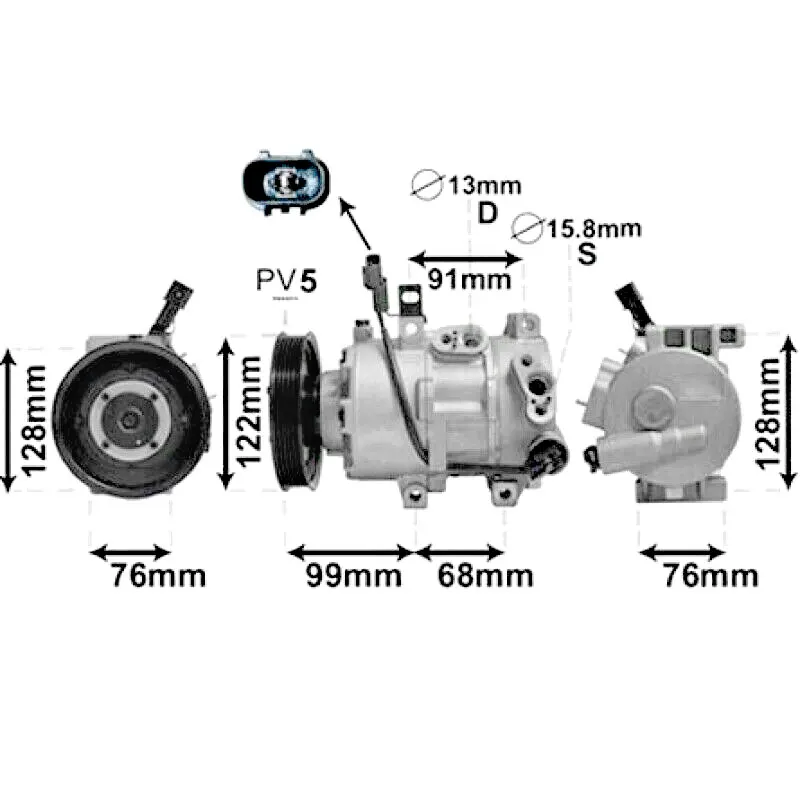 DVE13 AC Compressor for HYUNDAI I40 CW KIA RIO 977013Z000