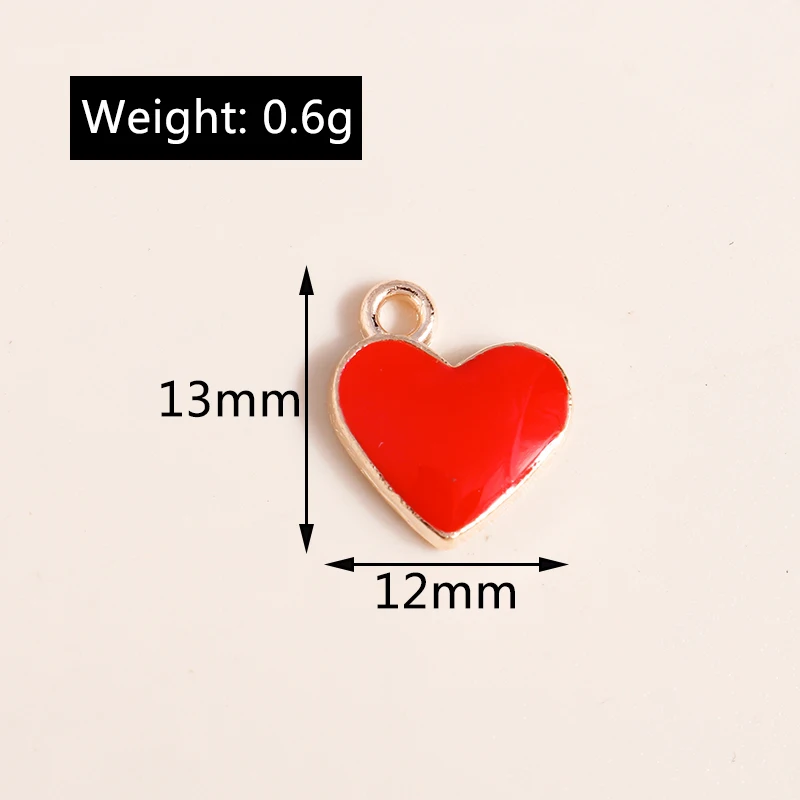 10pcs 12*13mm Pendants Enamel Love Hearts Charms Necklaces Earrings Jewelry Making Accessories diy Craft Supplies