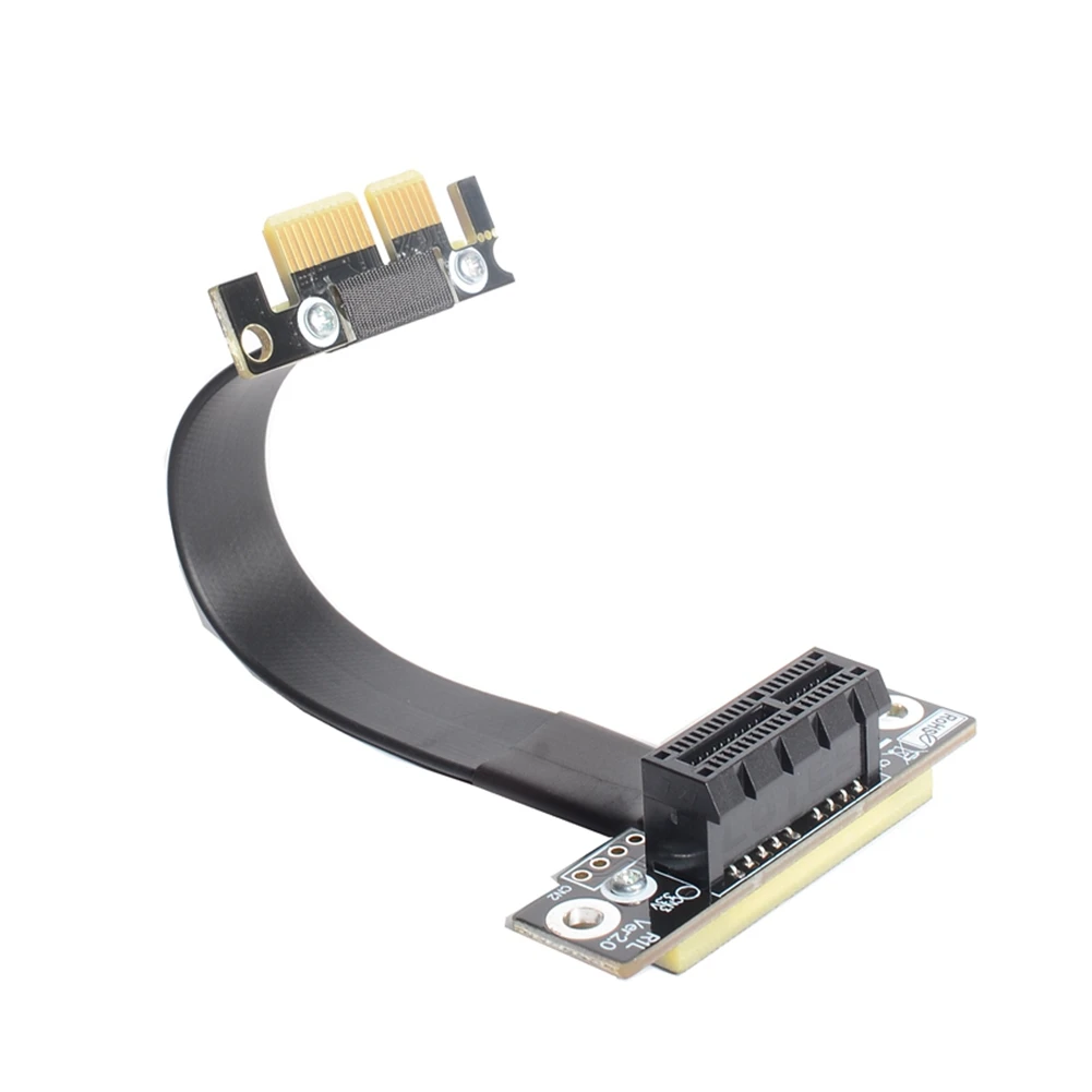 

Dual Fold 90 Degree Right Angle PCIe 3.0 x1 to x1 Extension Cable R11SL-TL 8G/bps PCI Express 1x Riser Card Ribbon Extender