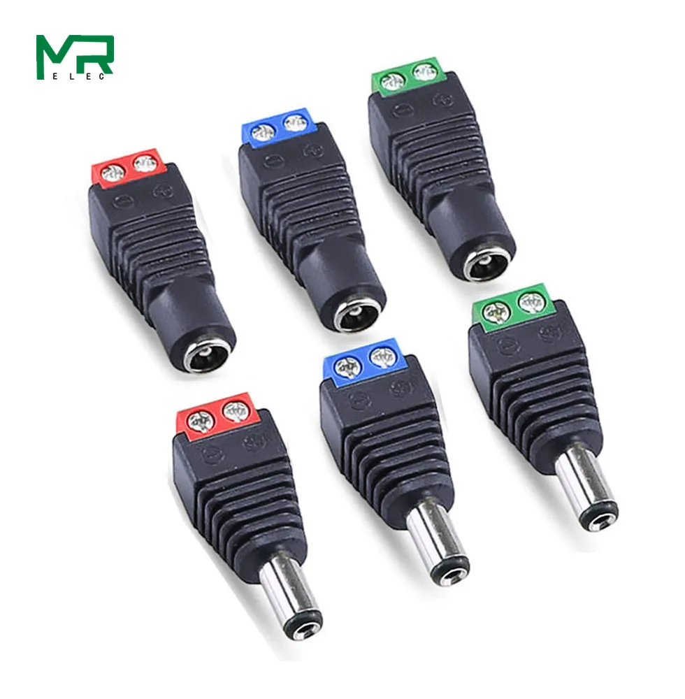 1 sets Male + Female 12V 2.1x5.5MM DC Power Jack Plug Audio AUX free welding socket Connector