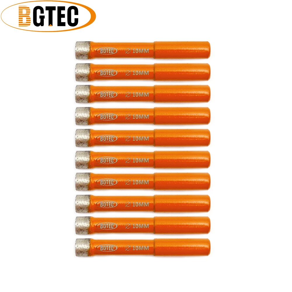 BGTEC 10Pcs เส้นผ่านศูนย์กลาง10มม.รอยต่อเพชรเจาะ Core Bits (เปียก) m14สำหรับเจาะหินแกรนิตและเบญจมบพิตร Hole Saw