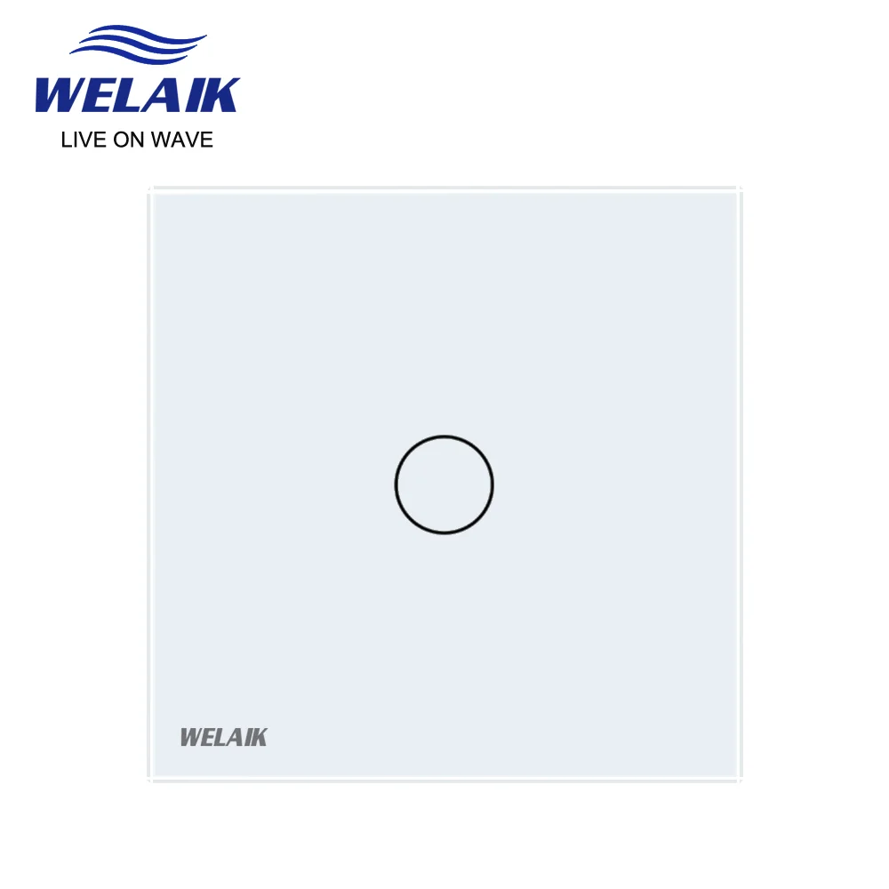 WELAIK EU Cross Touch Switch 80*80mm 1gang 1way  2way Crystal Glass Panel Lamp Smart Switch Light Switch Wall Switch parts