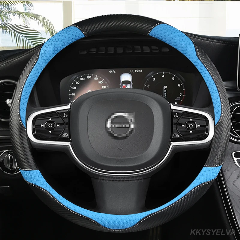 Carbon Fiber Leather Car Steering Wheel Cover Non-slip for Volvo XC40 XC60 XC90 V40 S90 S80 S60 S40 Auto interior Accessories
