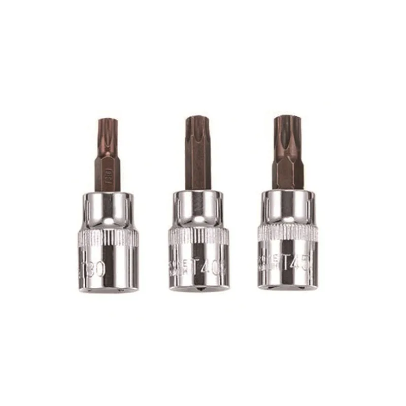 5 Pcs 3/8-Inch Drive Socket Bit Torx T30 T40 T45 S2 Steel 50mm Panjang