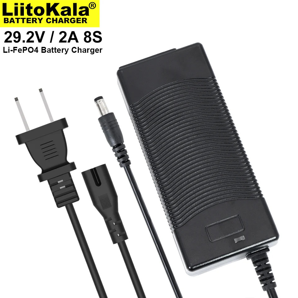 29.2 فولت 2A 8 سلسلة 3.2 فولت LiFePO4 بطارية حزمة ليثيوم الحديد الفوسفات شاحن إعادة الشحن الحالي 2000 مللي أمبير تيار مستمر 5.5*2.1 مللي متر