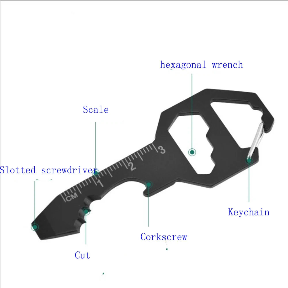 EDC 도구 카드 다기능 키체인 병따개 육각 펜던트, 휴대용 스크루드라이버 미니 도구, 낚시 도구, 캠핑 전술