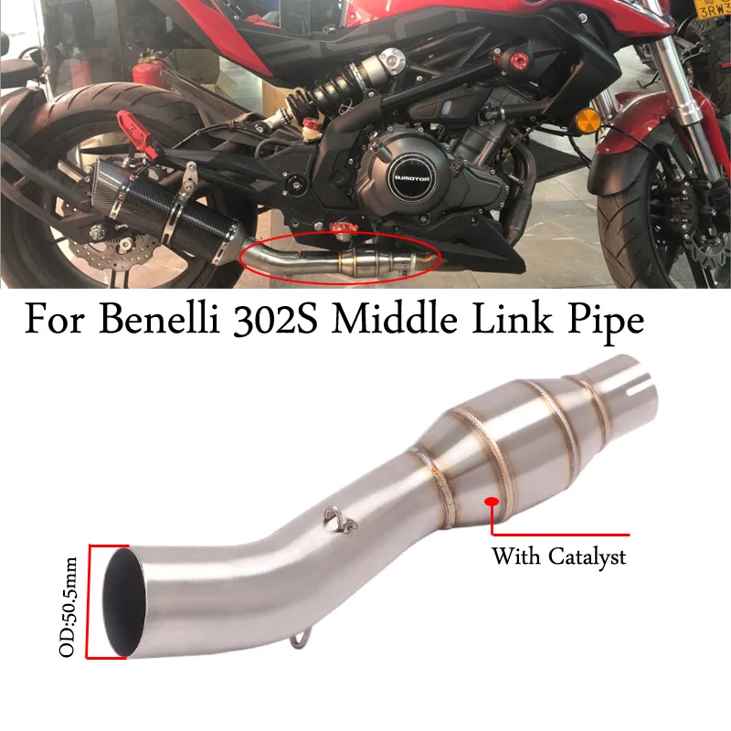 Slip On For Benelli 302S 302S Motorcycle Exhaust Escape Modified Stainless Steel Middle Link Pipe Connection 51mm Muffler Moto